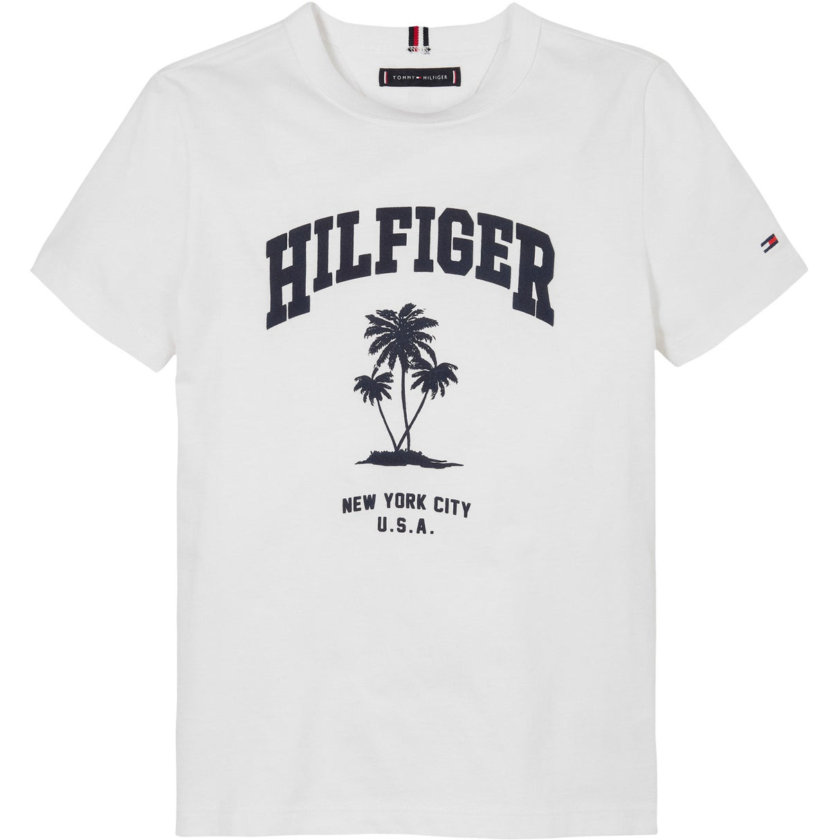Tommy Hilfiger White Hilfiger Palm Print T-Skjorta