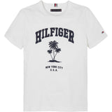 Tommy Hilfiger White Hilfiger Palm Print T-Skjorta