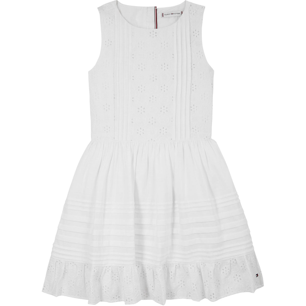 Tommy Hilfiger White Embroidered Bomull Klänning