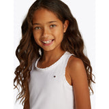 Tommy Hilfiger White Essential Rib Lace Tank Topp