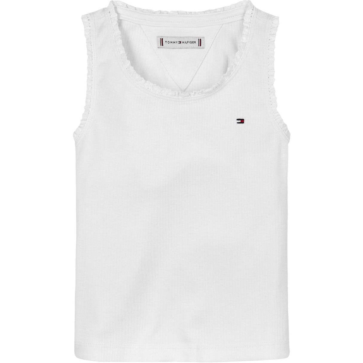 Tommy Hilfiger White Essential Rib Lace Tank Topp