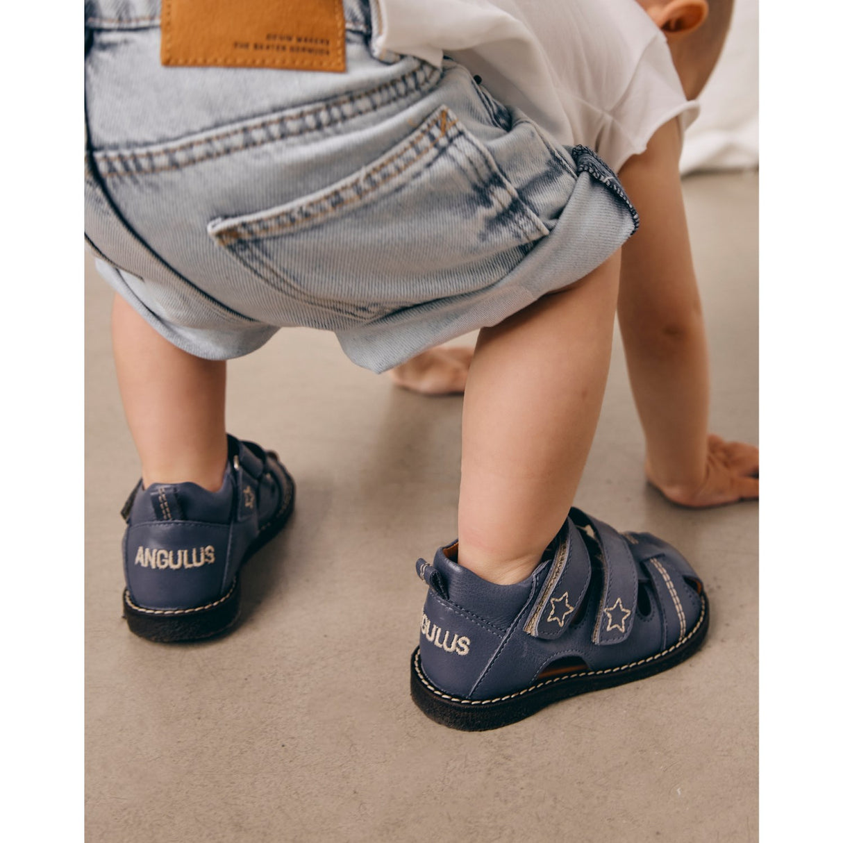 Angulus Indigo Sandal Med Stjernebroderi