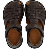 Angulus Dark Brown Flätad Lädersandal