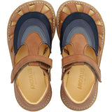 Angulus Tan/Navy/Indigo/Blue Foch Colourblock Regnbuesandal Med Kardborreband
