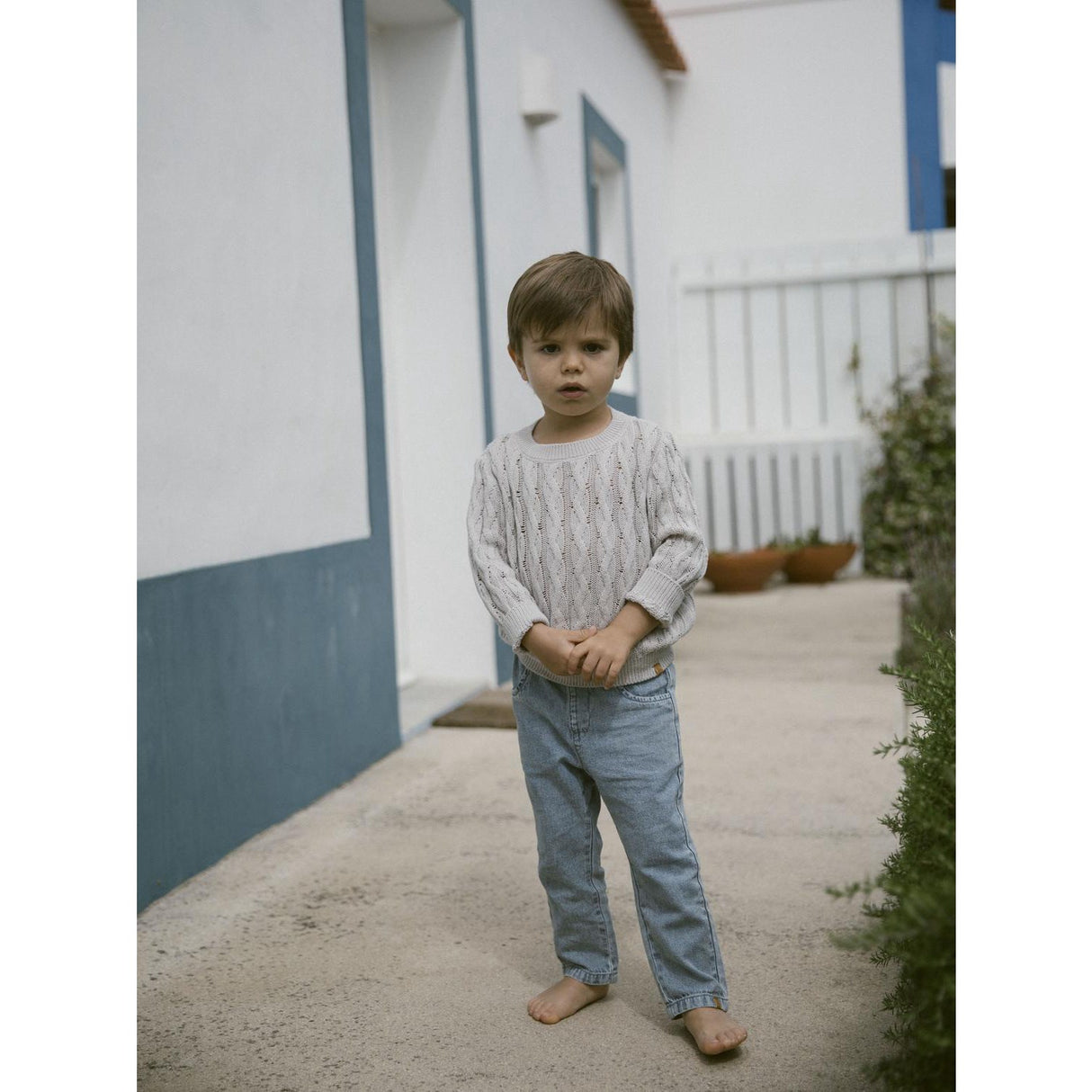 Lil'Atelier Vapor Blue Melange Femio Stickad