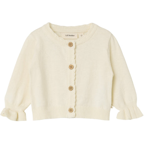 Lil'Atelier Coconut Milk Fauci Fia Kort Stickad Cardigan