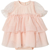 Lil'Atelier Peach Blush Frilla Loose Tyll Body Klänning