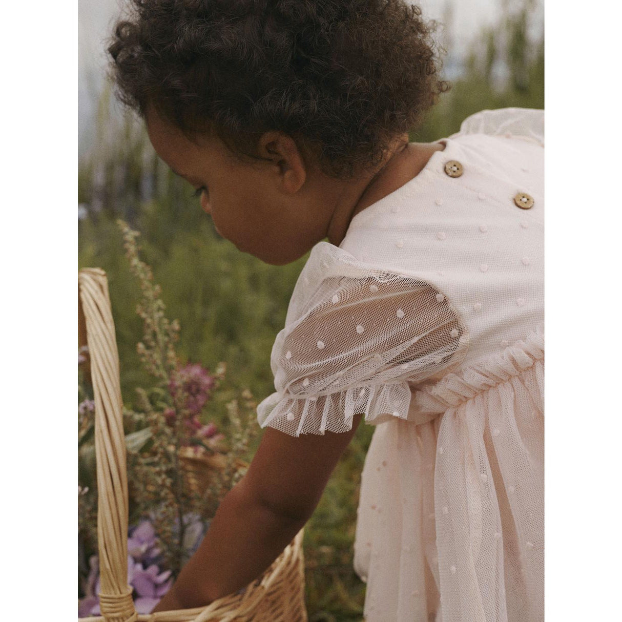 Lil'Atelier Peach Blush Frilla Loose Tyll Body Klänning