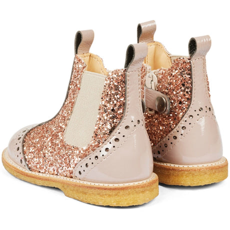 Angulus Dusty almond/Maple glitter/Elastic Klassisk Chelsea Stövlar Med Funklende Glitter 2