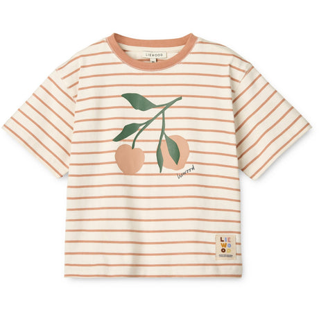 LIEWOOD Peach / Stripe Tuscany Rose / Creme De La Creme Tyler Placement Shortsleeve T-Skjorta