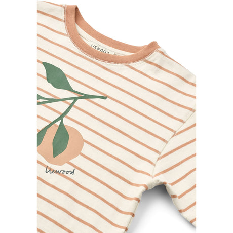 LIEWOOD Peach / Stripe Tuscany Rose / Creme De La Creme Tyler Placement Shortsleeve T-Skjorta