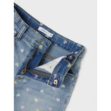 Name It Medium Blue Denim Rose High Waist Mom Denim Shorts Noos