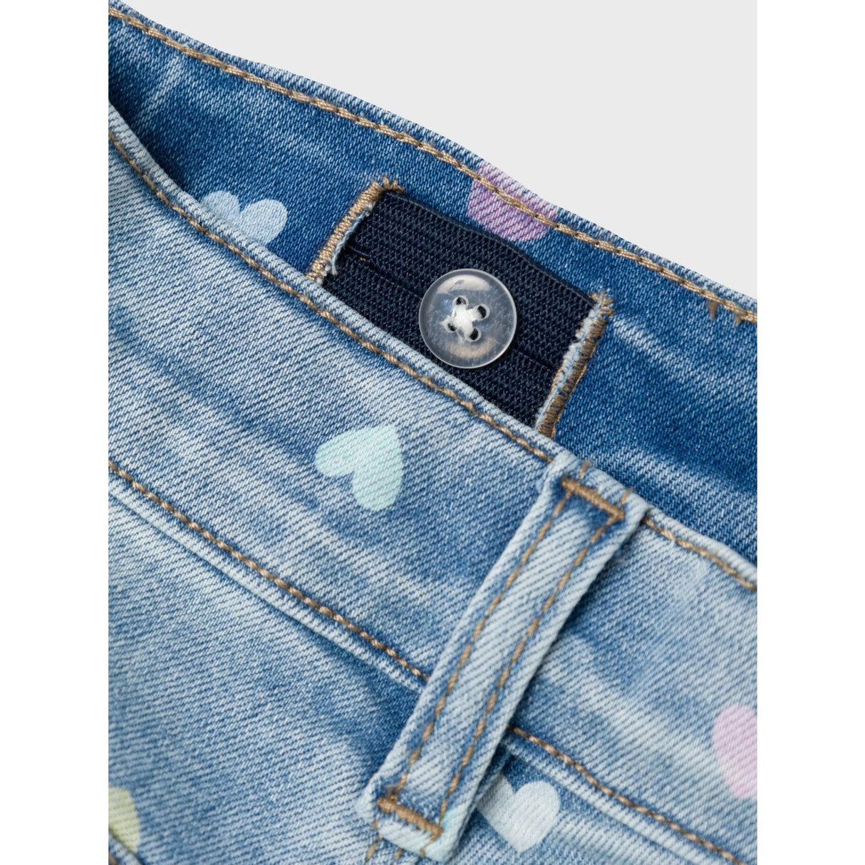 Name It Medium Blue Denim Rose High Waist Mom Denim Shorts Noos