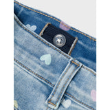 Name It Medium Blue Denim Rose High Waist Mom Denim Shorts Noos