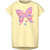 Name It Pastel Yellow Butterfly Violet T-Shirt