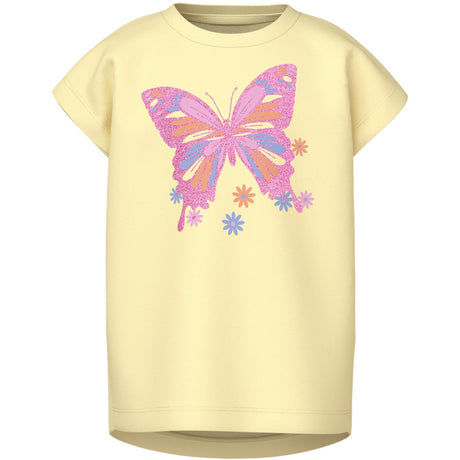 Name It Pastel Yellow Butterfly Violet T-Shirt