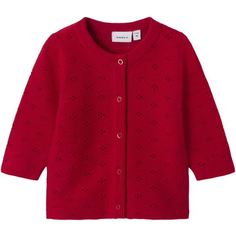 Name It Lipstick Red Fie Stickad Cardigan