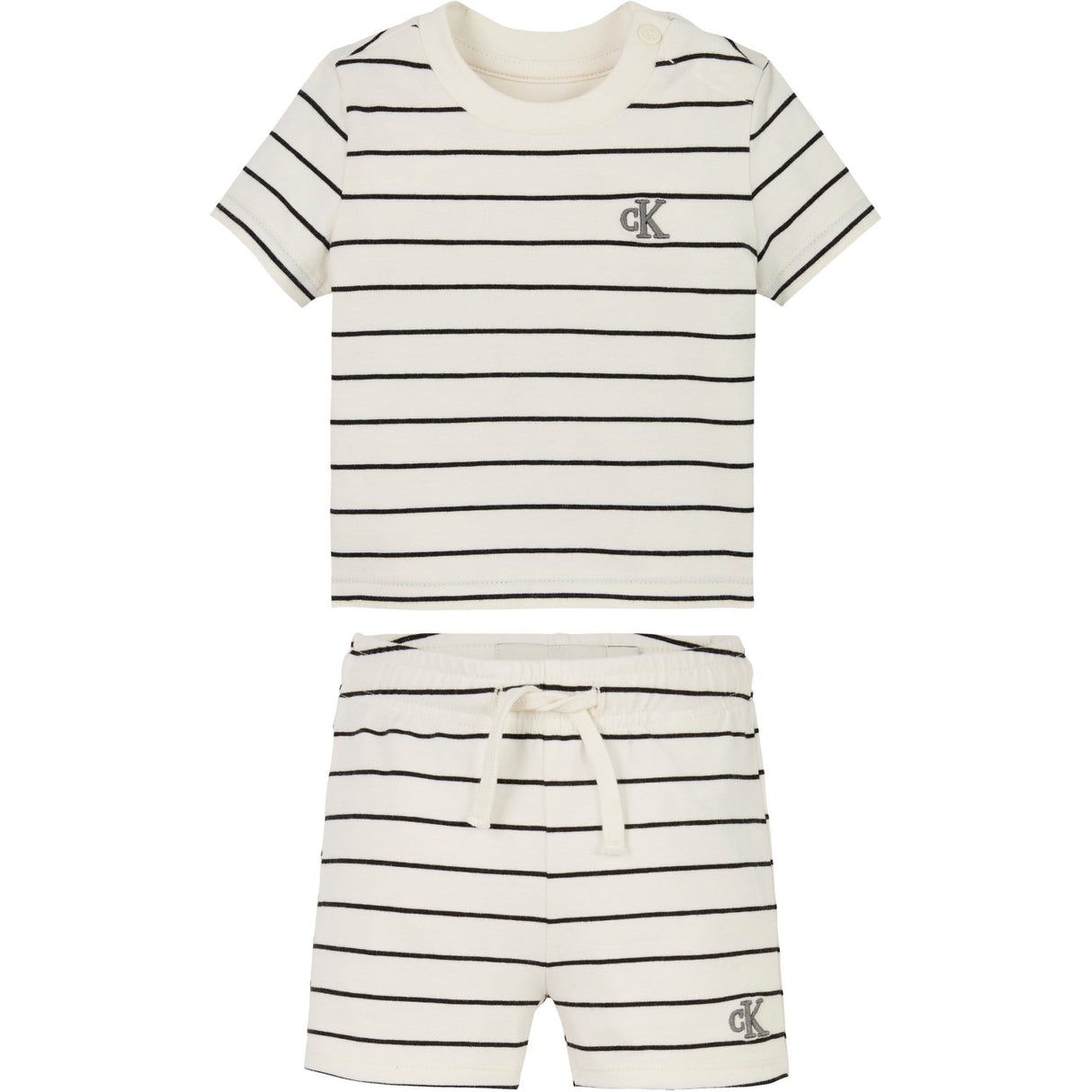 Calvin Klein Tofu / Ck Black Stripe Stripe Ss T-Skjorta Shorts Set
