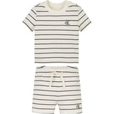 Calvin Klein Tofu / Ck Black Stripe Stripe Ss T-Skjorta Shorts Set