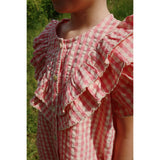 Konges Sløjd Flamingo Plume Check Kim Frill Ss Skjorta Gots