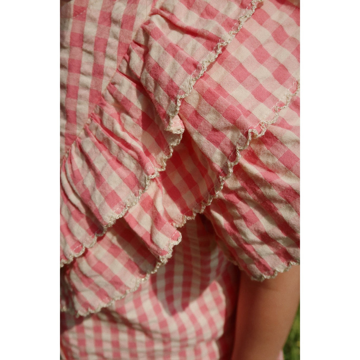 Konges Sløjd Flamingo Plume Check Kim Frill Ss Skjorta Gots