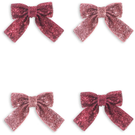 Konges Sløjd Pink Mix 4 Pack Glitter Rosett Hårklämmor