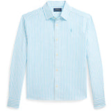 Polo Ralph Lauren Turquoise Nova/Whte Stripe Girl Knap Front Skjorta