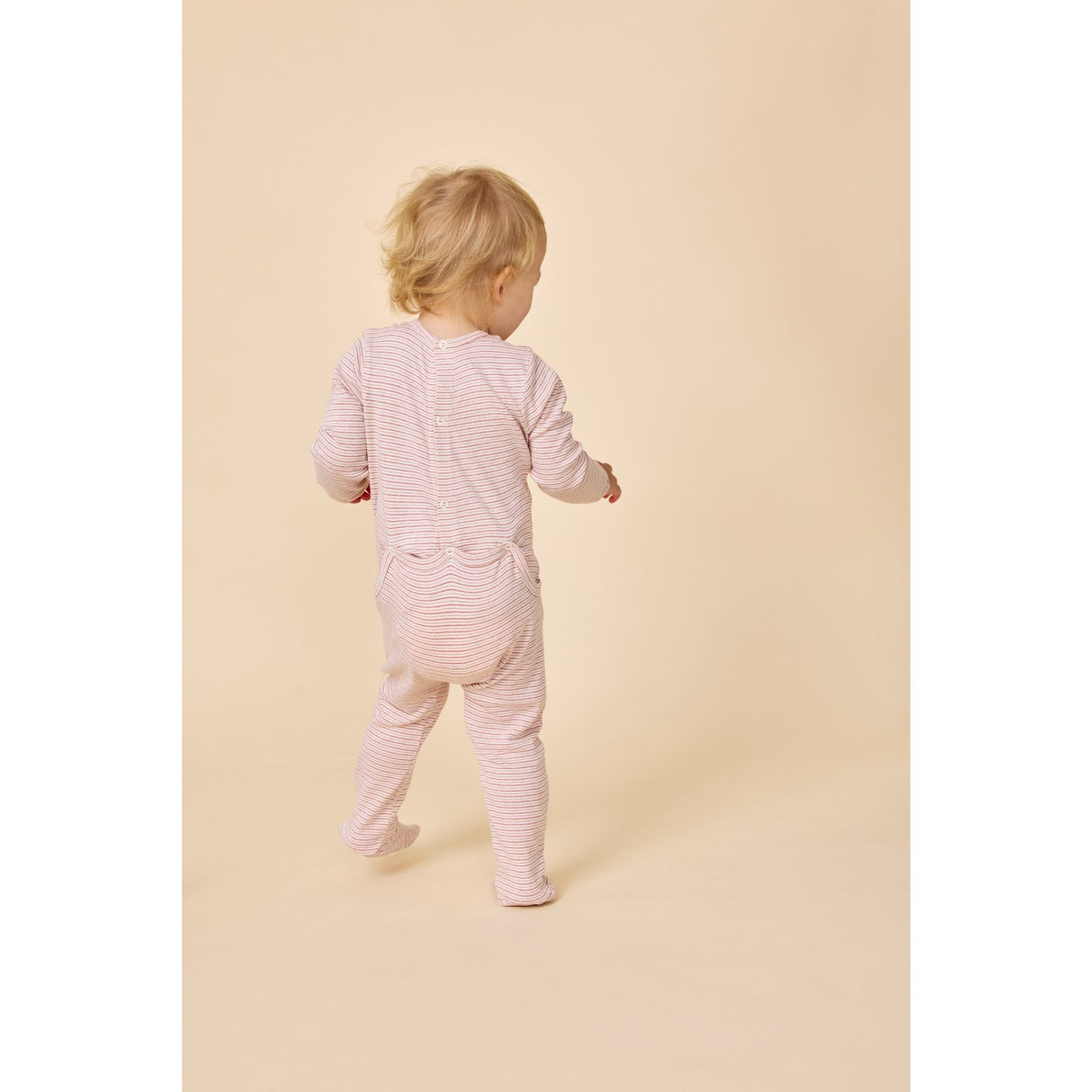 COPENHAGEN COLORS SOFT PINK STRIPE STRIPED Onesie W. BACK OPENING