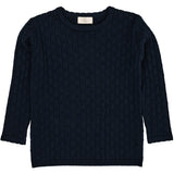 COPENHAGEN COLORS NAVY MERINO CLASSIC POINTELLE Blus