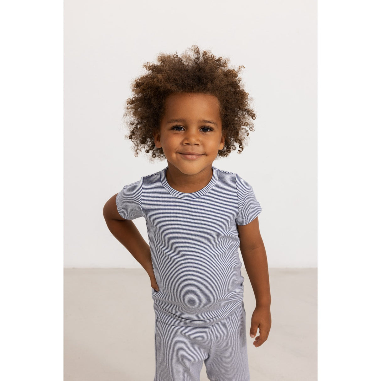 MarMar Modal Fine Rib Blue Stripe Tago T-Skjorta