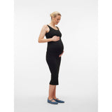 Vero Moda Maternity Black Isa Seamless Midi Rib Klänning Noos