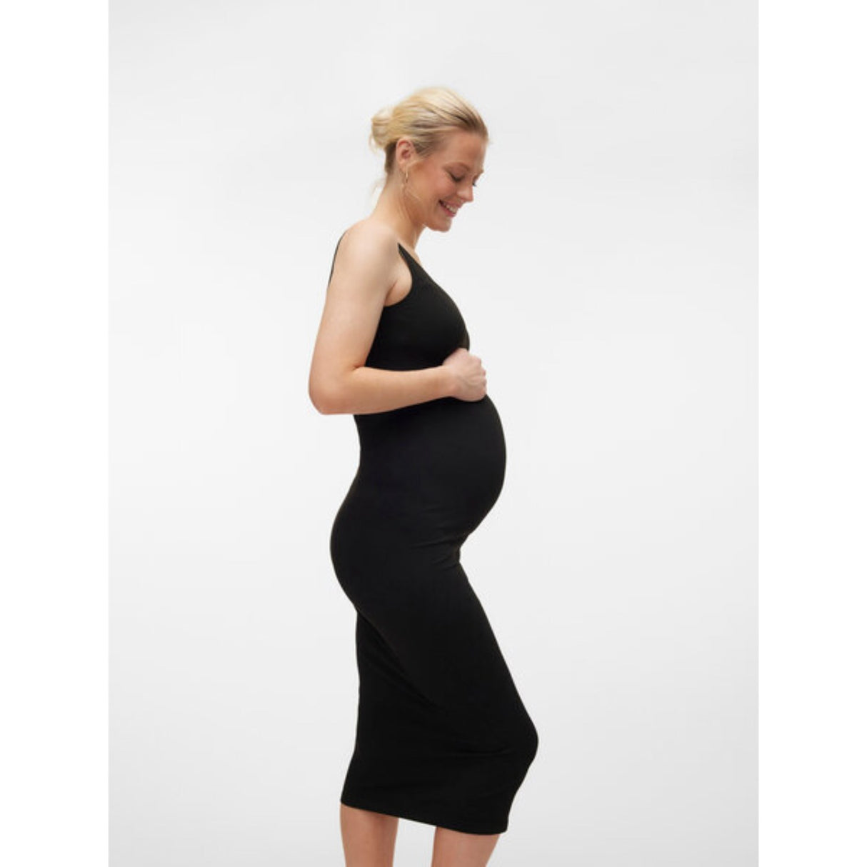 Vero Moda Maternity Black Isa Seamless Midi Rib Klänning Noos