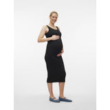 Vero Moda Maternity Black Isa Seamless Midi Rib Klänning Noos