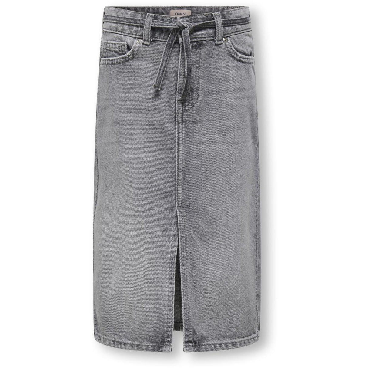 kids ONLY Medium Grey Denim Gianna Belted Midi Kjol Dot Denim