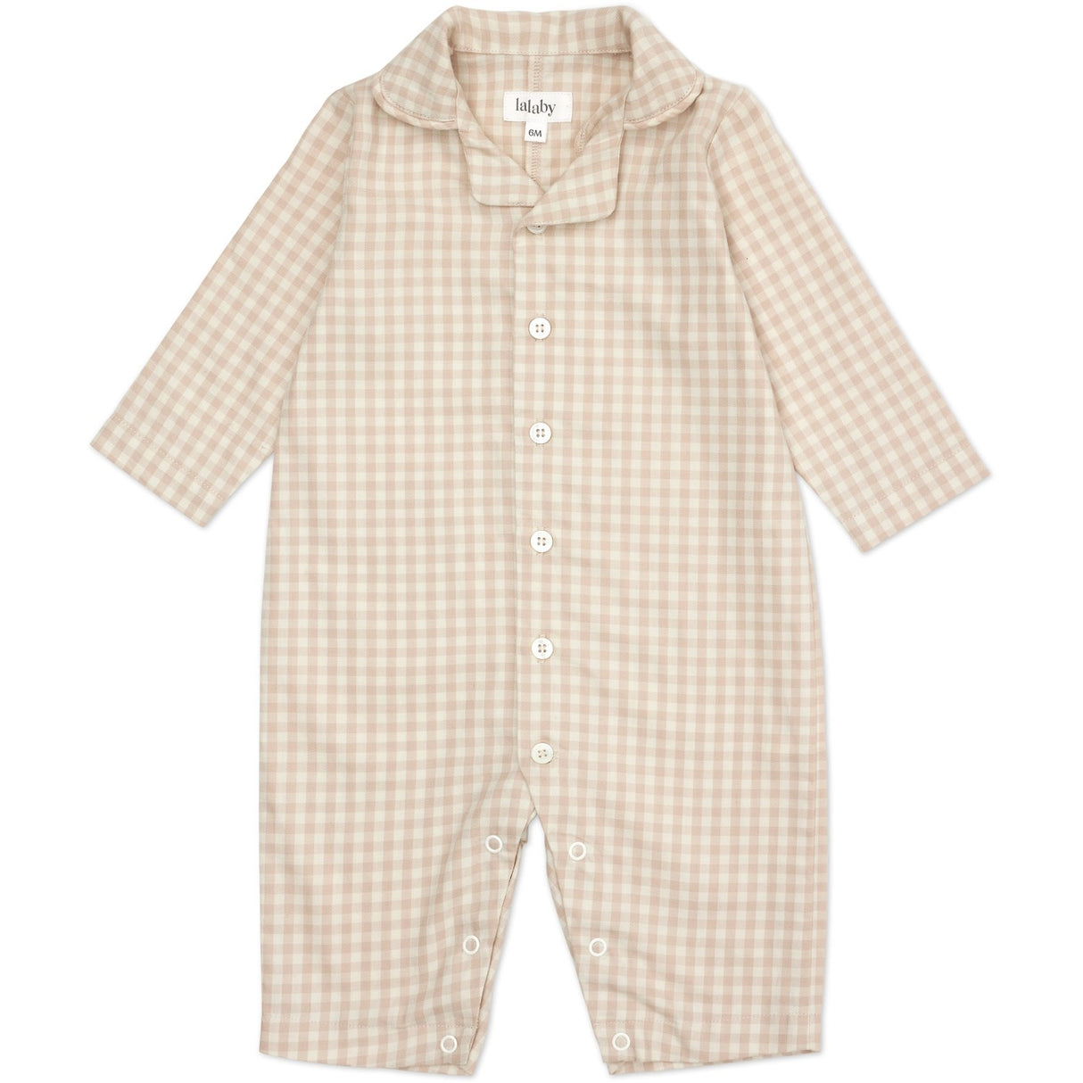 Lalaby Beige Gingham Classic Pj Dräkt