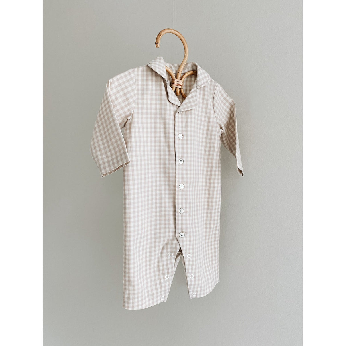 Lalaby Beige Gingham Classic Pj Dräkt