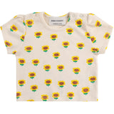 Bobo Choses Beige Sunflower All Över Balloon Sleeve T-Shirt