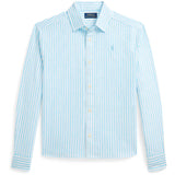 Polo Ralph Lauren Turquoise Nova/Whte Stripe Girl Knap Front Skjorta