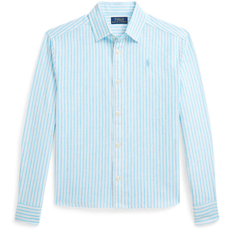Polo Ralph Lauren Turquoise Nova/Whte Stripe Girl Knap Front Skjorta