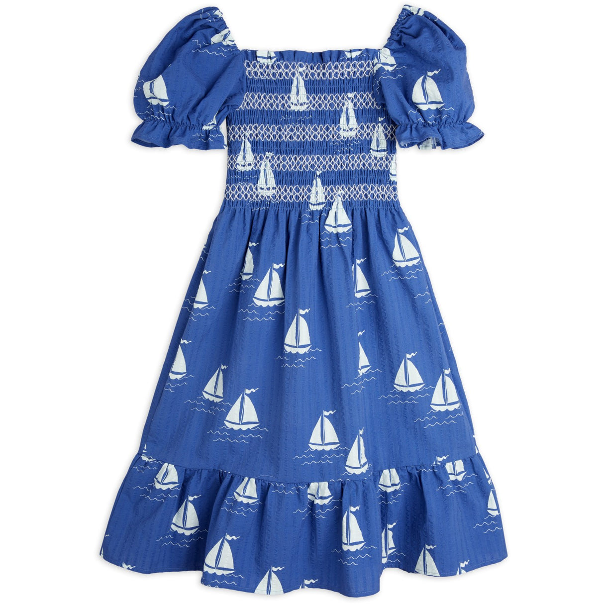 Mini Rodini Blue Sailing Boats AOP Woven Smock Klänning