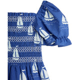 Mini Rodini Blue Sailing Boats AOP Woven Smock Klänning