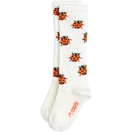Mini Rodini White Ladybugs Knee-High Strumpor