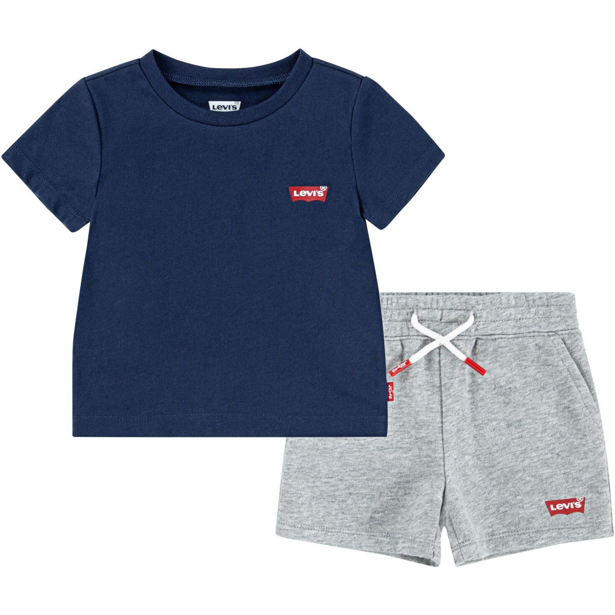 Levi's Dress Blues Lvb Batwing Tee & Stickad Shorts Set