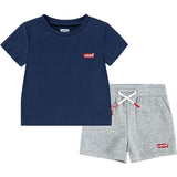 Levi's Dress Blues Lvb Batwing Tee & Stickad Shorts Set