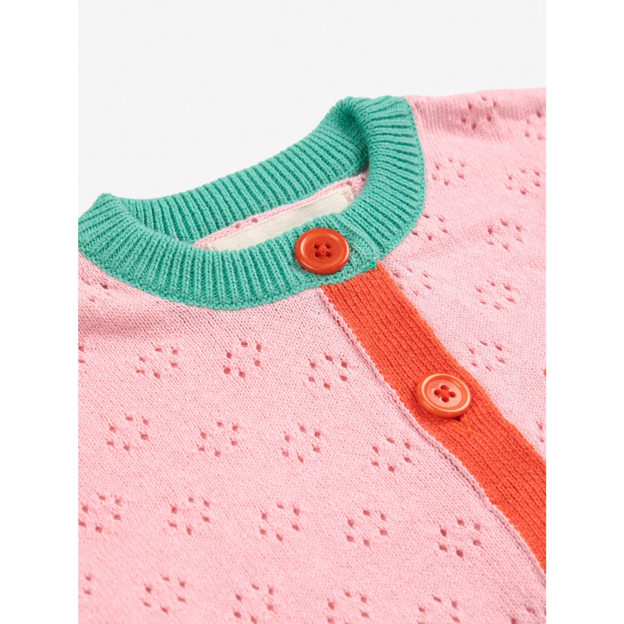 Bobo Choses Ljus Pink Färg Block Open Work Cardigan