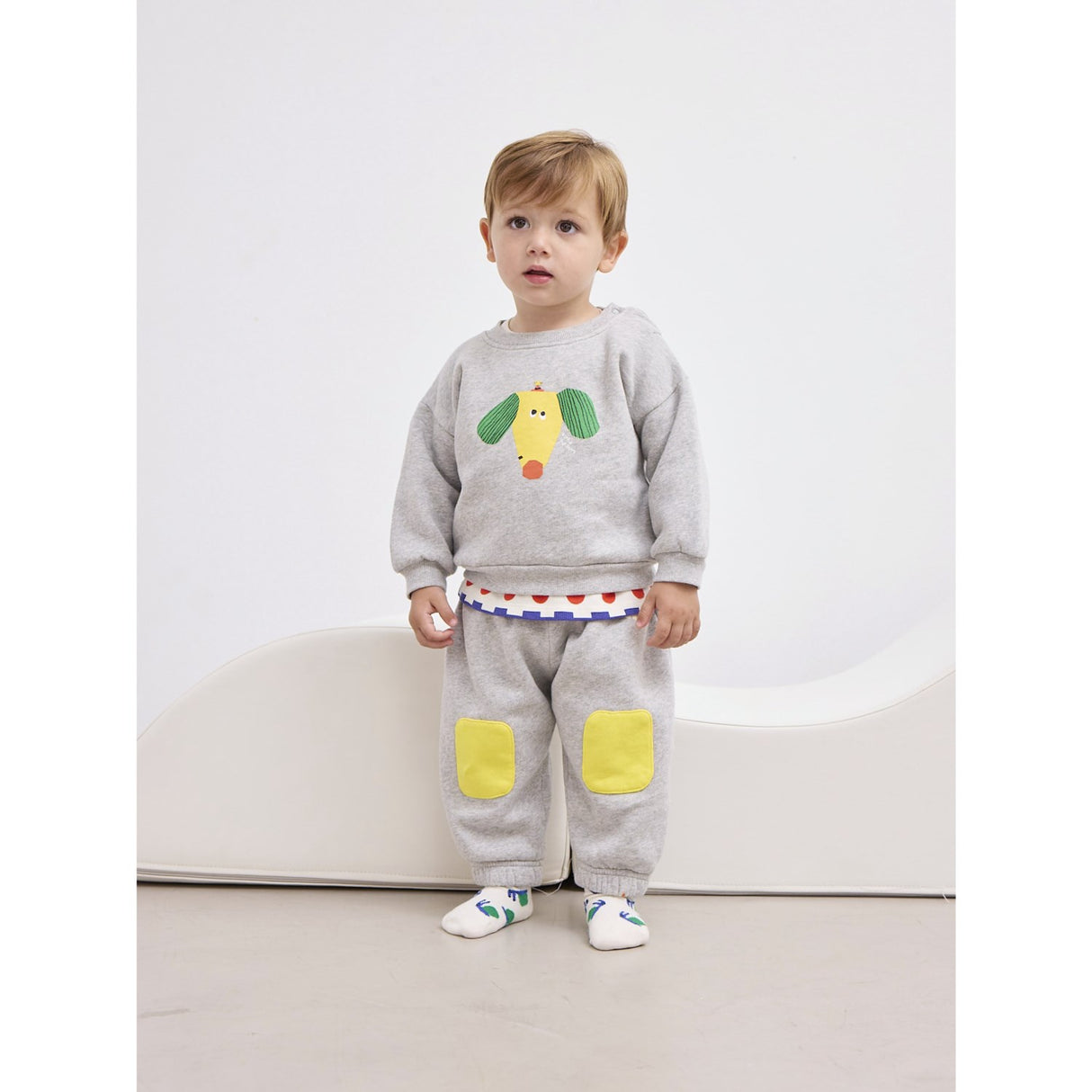 Bobo Choses Heather Grey Knee Patches Jogging Byxor
