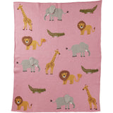 Rice Stickad Baby Filt I Pink Med Animals Och 3D Details - Pink