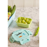 Rice Lunchbox Med Airtight Lid Och Wildlife Print - Mint - Small