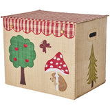 Rice Raffia Förvaring Box Med Happy Forest Theme - Extra Large - Foldable