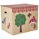 Rice Raffia Förvaring Box Med Happy Forest Theme - Extra Large - Foldable